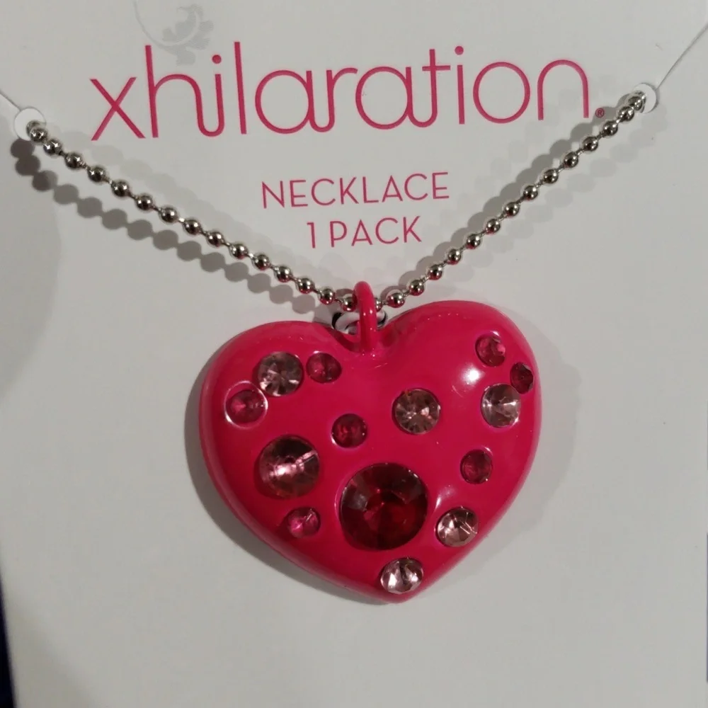 Xhilaration Rhinestones Red Heart Pendant Necklace  - 18